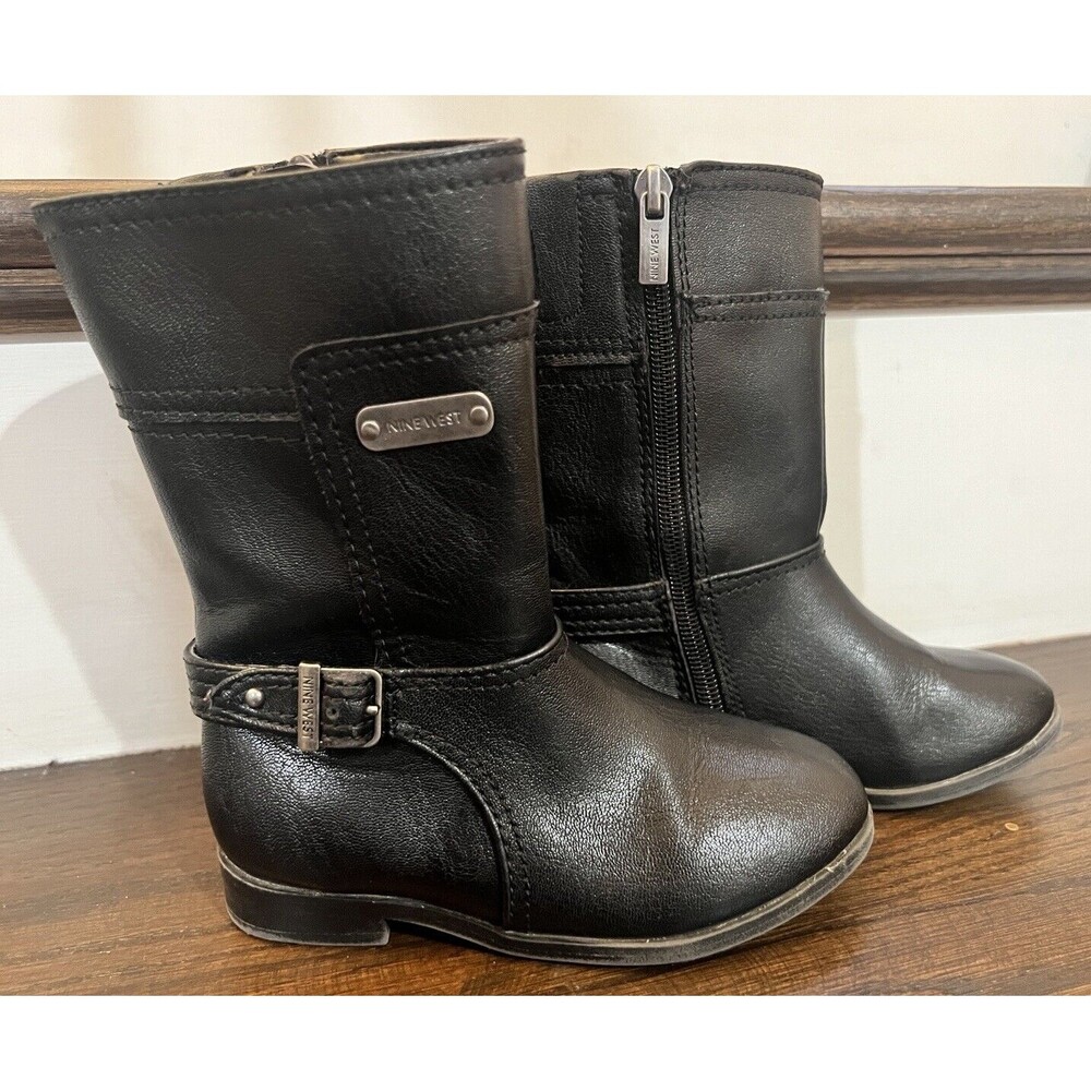 Nine West Toddler Girls Size 10 M  Black  Zip Up Comfort Fashion Boots Lil Maxi
